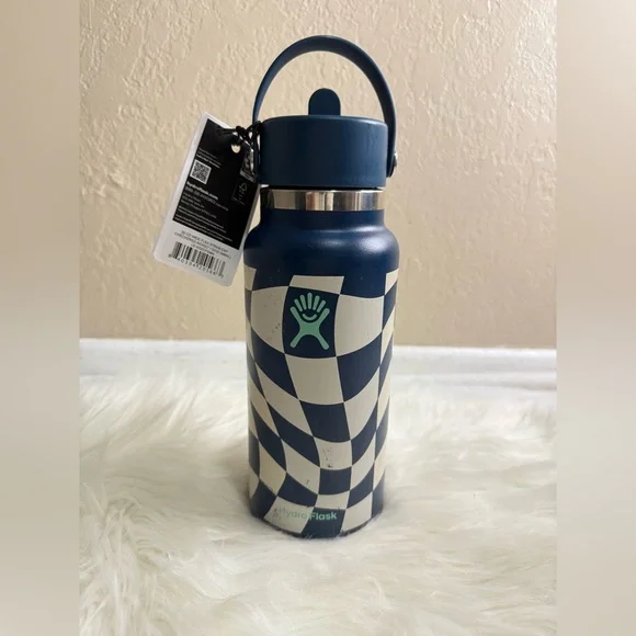 Limited Edition Hydro Flask bottle with Flex Straw Cap in a checkered pattern. - Picture 2 of 8